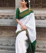 Checked woven design banarasi saree