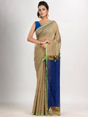 Colourblocked zari cotton saree 1