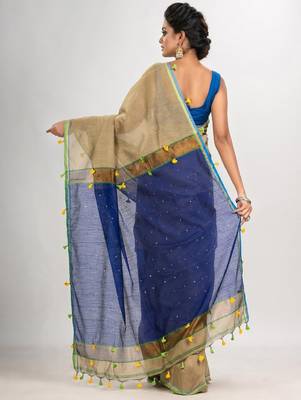 Colourblocked zari cotton saree 3
