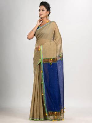 Colourblocked zari cotton saree 4