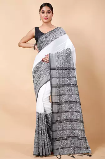 Woven design ethnic motifs khadi cotton saree