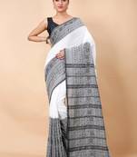 Woven design ethnic motifs khadi cotton saree
