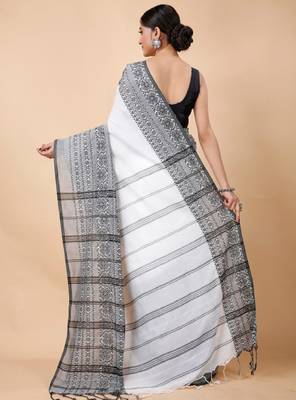 Woven design ethnic motifs khadi cotton saree 3