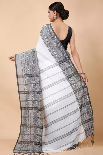 Woven design ethnic motifs khadi cotton saree