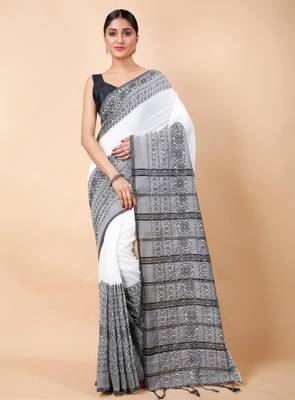 Woven design ethnic motifs khadi cotton saree 4