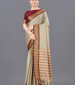 Ethnic motifs woven design silk cotton zari saree