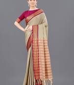 Ethnic motifs woven design silk cotton zari saree