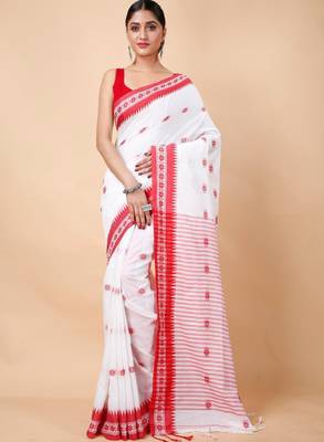 Woven design ethnic motifs khadi cotton saree 1