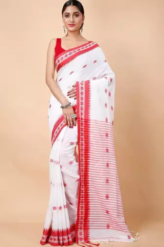 Woven design ethnic motifs khadi cotton saree