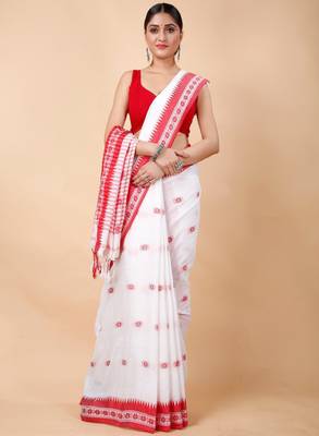 Woven design ethnic motifs khadi cotton saree 2