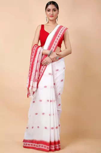 Woven design ethnic motifs khadi cotton saree