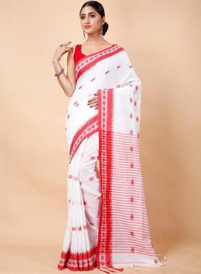 Woven design ethnic motifs khadi cotton saree 3