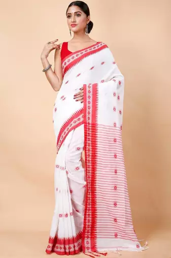 Woven design ethnic motifs khadi cotton saree