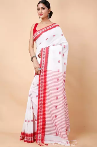 Woven design ethnic motifs khadi cotton saree
