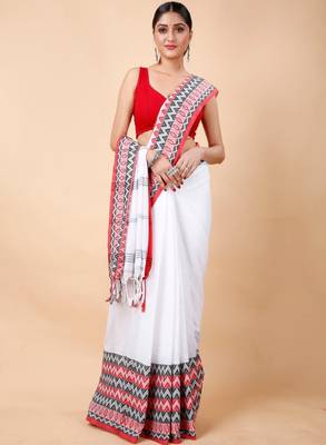 Woven design ethnic motifs khadi cotton saree 2