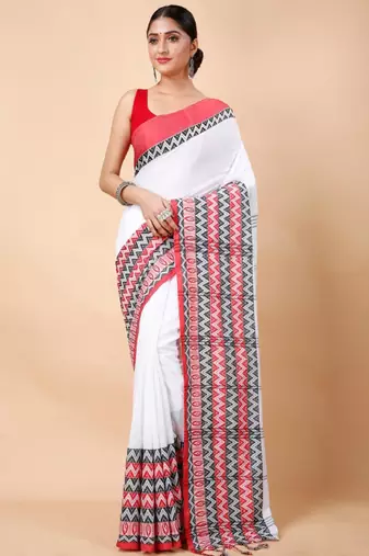 Woven design ethnic motifs khadi cotton saree