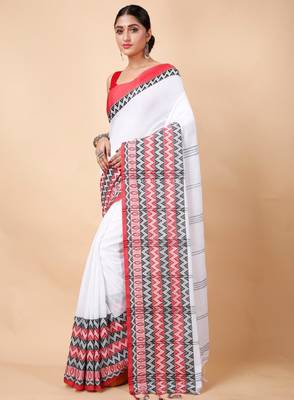 Woven design ethnic motifs khadi cotton saree 4