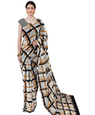 Checked pure cotton block print saree 1