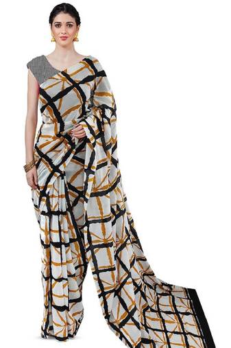 white pure cotton saree with traditional block print design