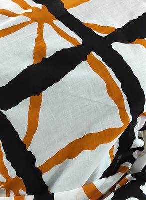 Checked pure cotton block print saree 2