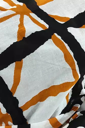 Checked pure cotton block print saree