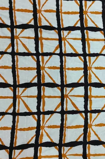 Checked pure cotton block print saree