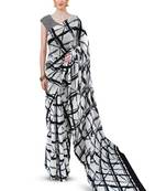 Checked pure cotton block print saree