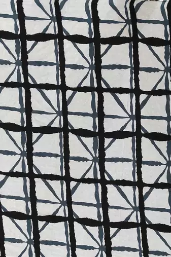 Checked pure cotton block print saree