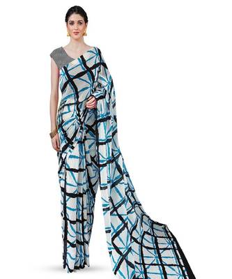 Checked pure cotton designer block print saree 1