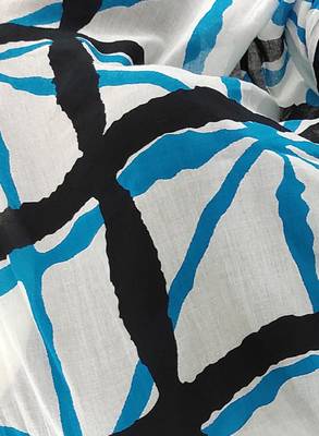 Checked pure cotton designer block print saree 2