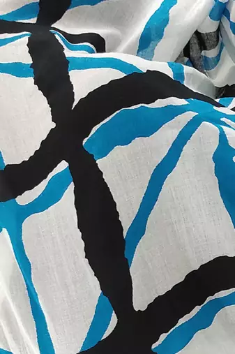Checked pure cotton designer block print saree
