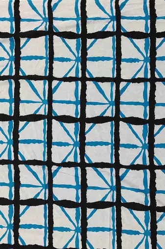 Checked pure cotton designer block print saree