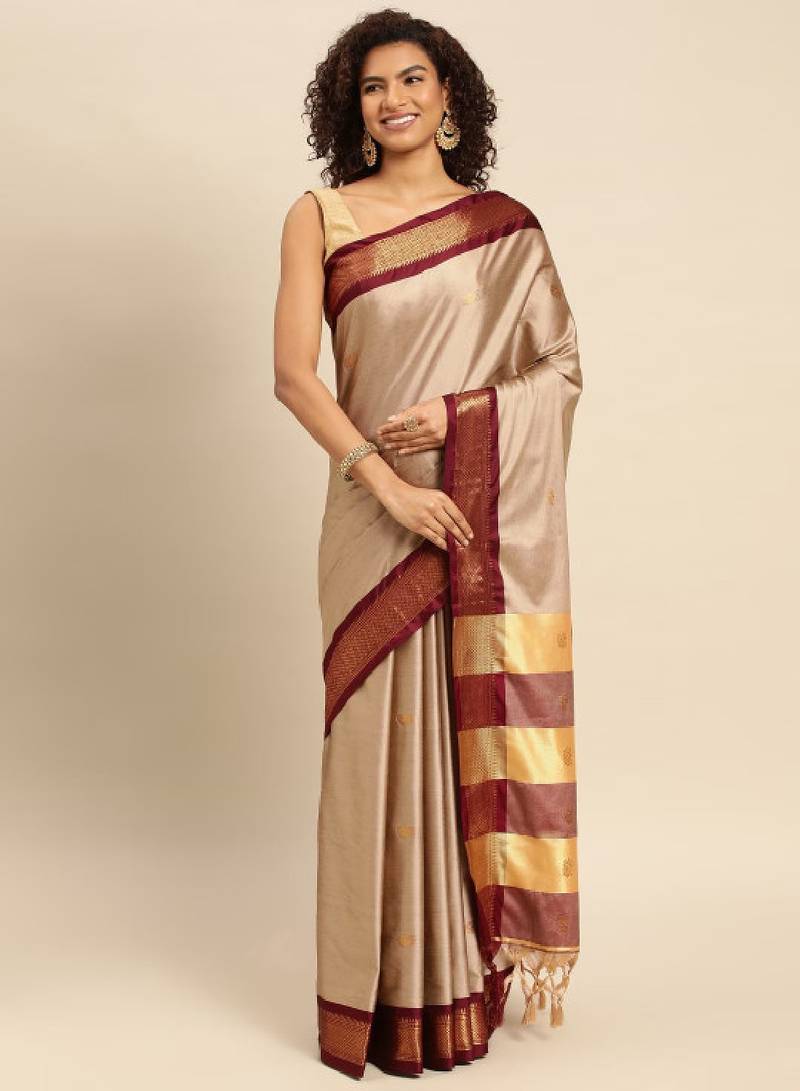 ethnic motifs woven design zari saree