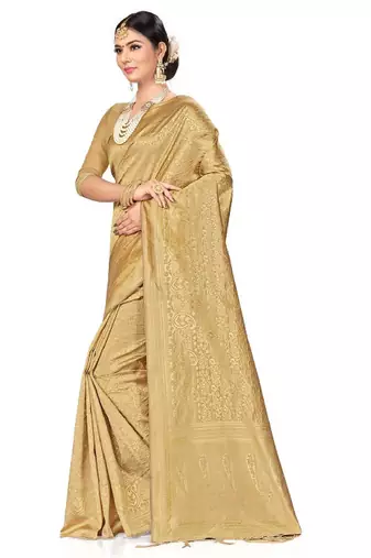 Floral woven design zari banarasi saree