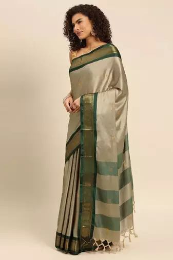Ethnic motifs woven design zari pure mysore silk saree