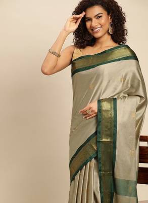 Ethnic motifs woven design zari pure mysore silk saree 3
