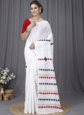 Pure cotton geometric print taant saree 1