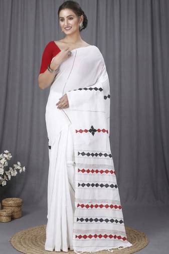 pure cotton geometric print taant saree