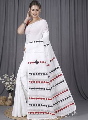 Pure cotton geometric print taant saree 3