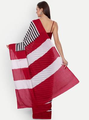Striped pure cotton ikat saree 3