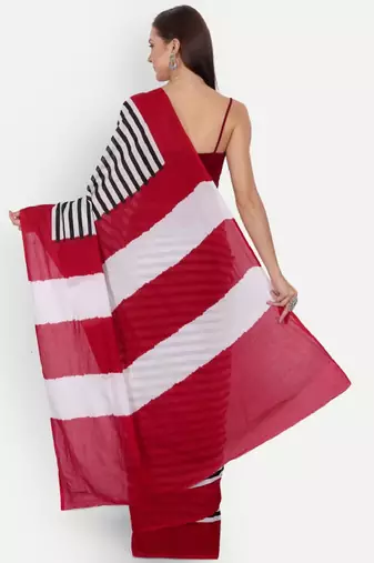 Striped pure cotton ikat saree