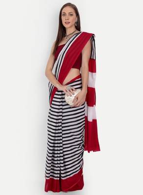 Striped pure cotton ikat saree 4
