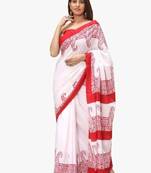 Ethnic motifs printed pure cotton saree