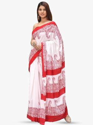 Ethnic motifs printed pure cotton saree 3