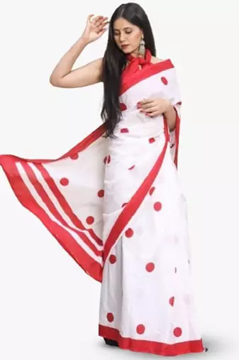 Ethnic motifs pure cotton block print saree
