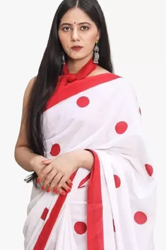 Ethnic motifs pure cotton block print saree