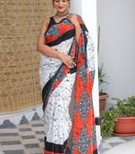 Batik printed mulmul cotton block print saree