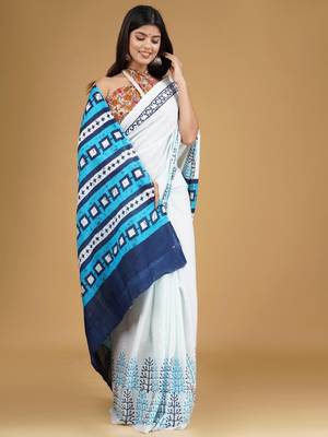 Ethnic motifs pure cotton block print saree 2