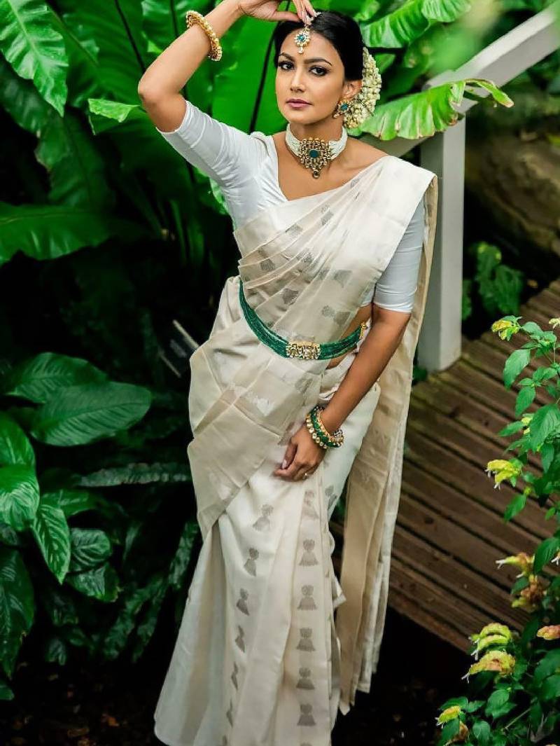 Ethnic motifs zari silk blend kanjeevaram saree
