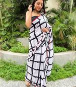Checked pure cotton bagru saree